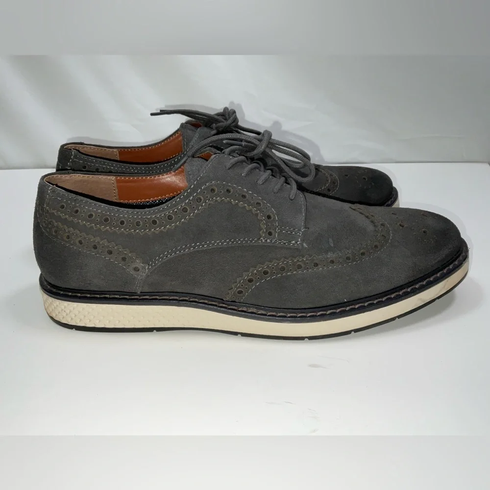 Men Vince Camuto‎ Elya Wingtip Brogue Tactility Waterproof Suede Shoes Gray 10.5